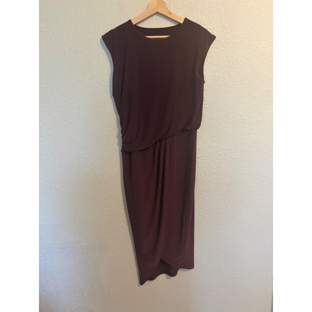 Express Womens Draped Tulip Hem Sheath Dress Burgundy Maroon Small NWT